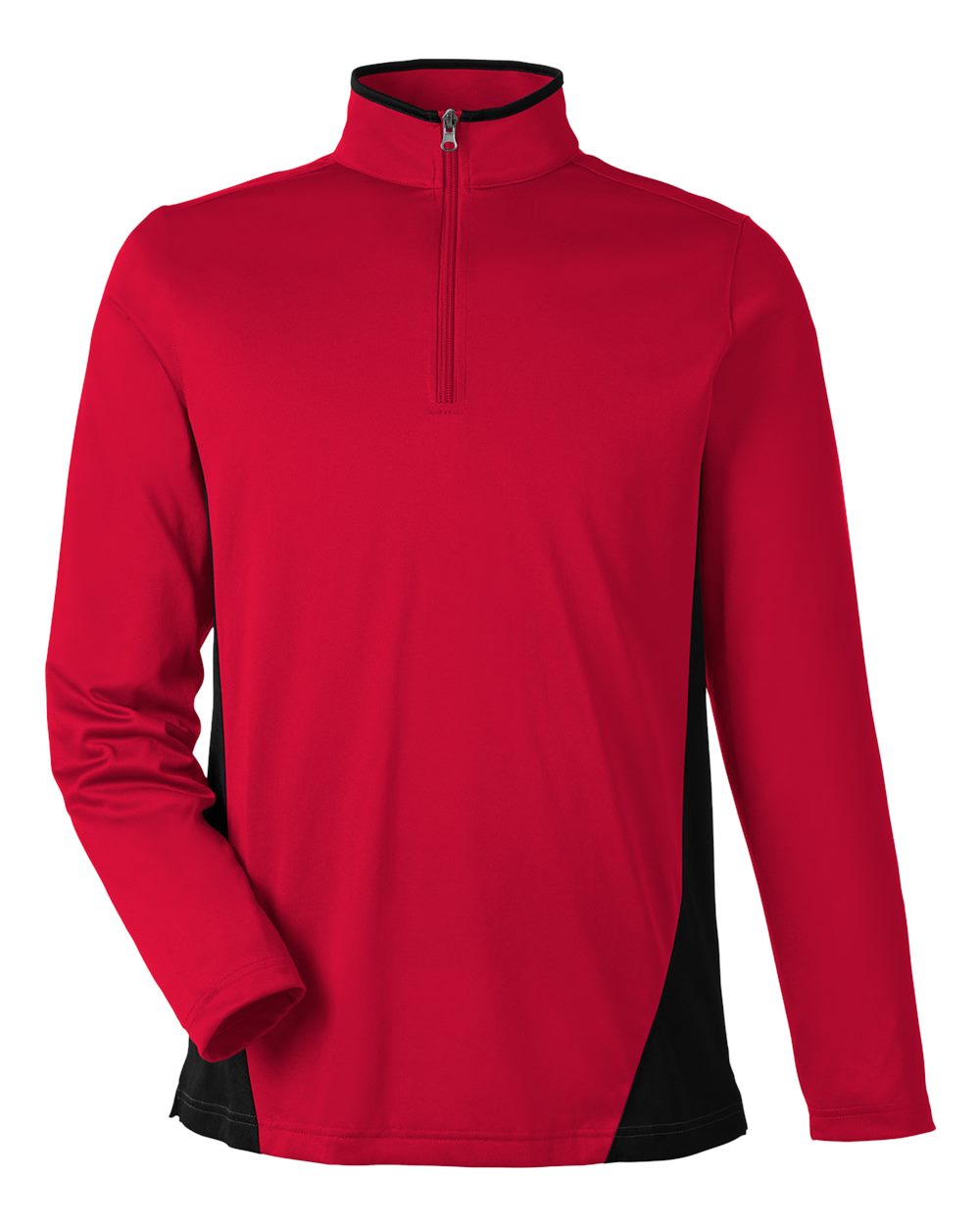 Harriton Men's Flash Snag Protection Plus IL Colorblock Quarter-Zip Pullover - M786 Red- Black