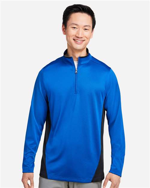 Harriton Men's Flash Snag Protection Plus IL Colorblock Quarter-Zip Pullover - M786 True Royal- Black