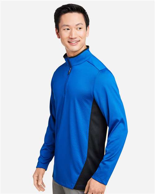 Harriton Men's Flash Snag Protection Plus IL Colorblock Quarter-Zip Pullover - M786 True Royal- Black