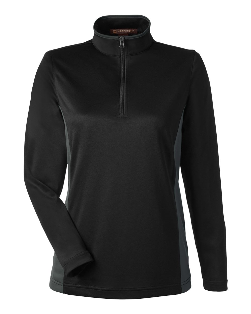 Harriton Women's Flash Snag Protection Plus IL Colorblock Quarter-Zip Pullover - M786W Black- Dark Charcoal