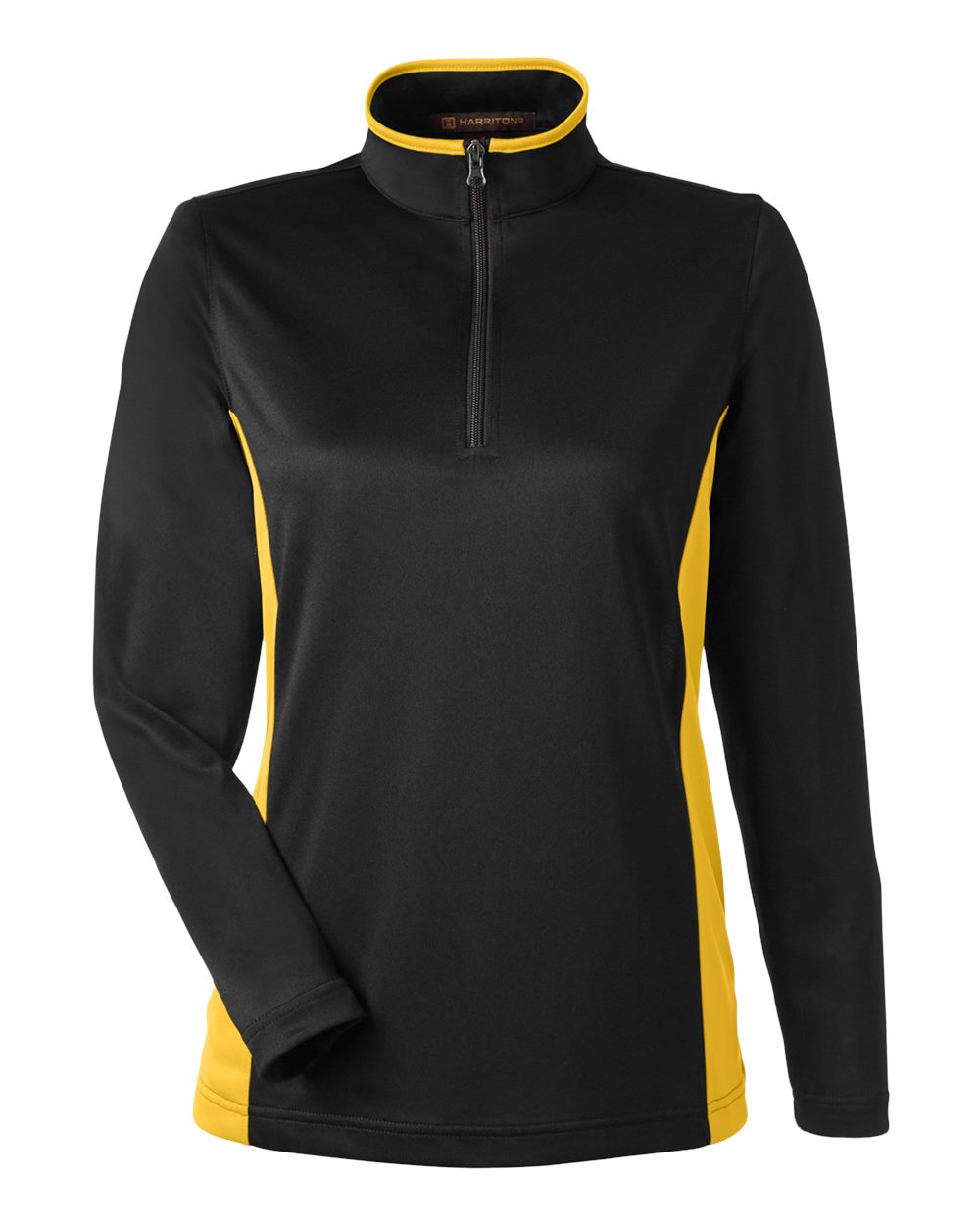 Harriton Women's Flash Snag Protection Plus IL Colorblock Quarter-Zip Pullover - M786W Black- Sunray Yellow
