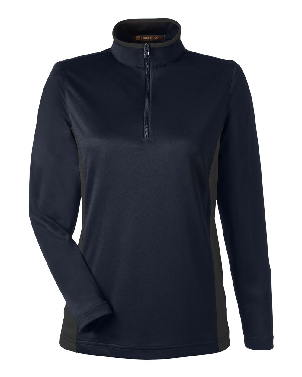 Harriton Women's Flash Snag Protection Plus IL Colorblock Quarter-Zip Pullover - M786W Dark Navy- Dark Charcoal