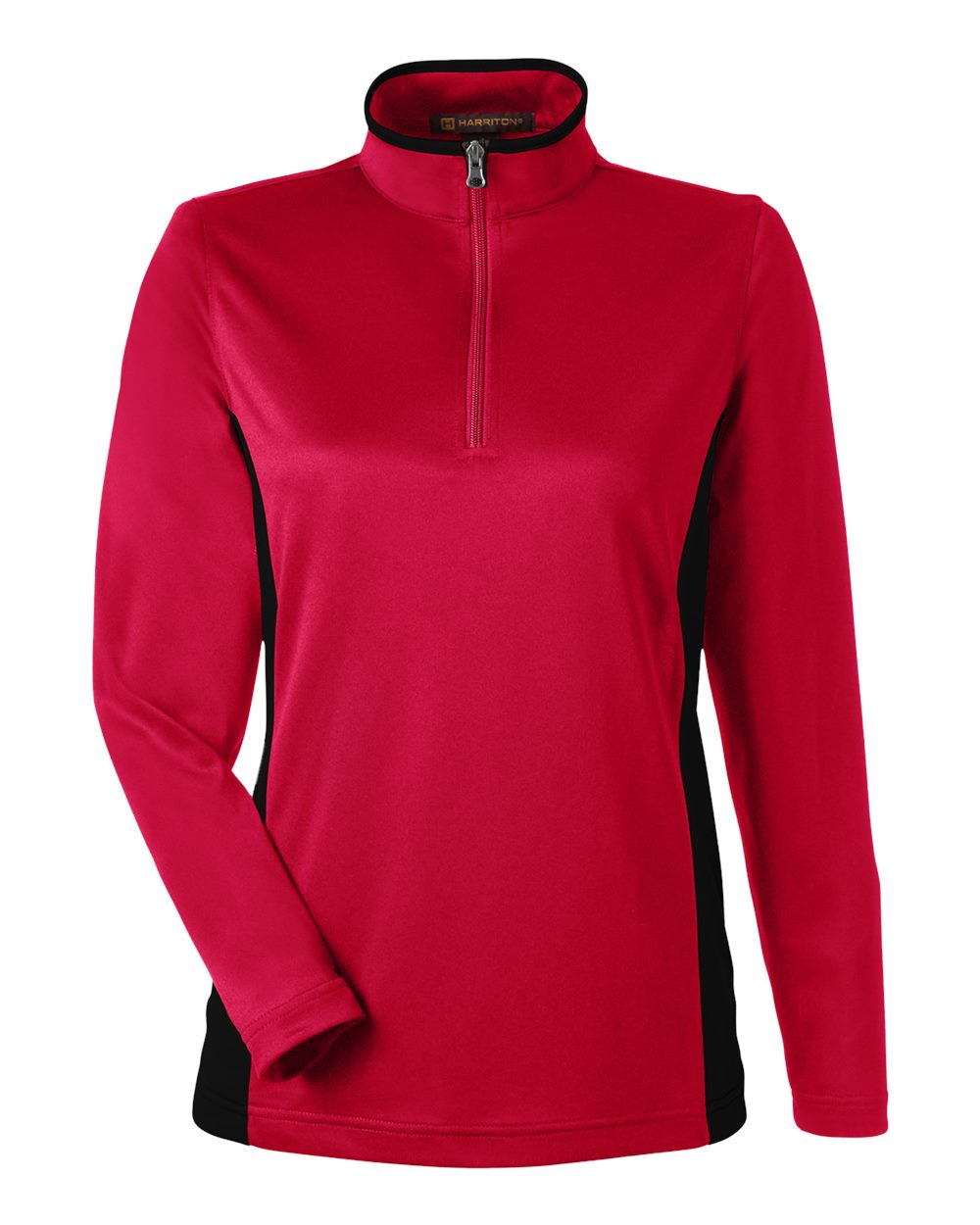 Harriton Women's Flash Snag Protection Plus IL Colorblock Quarter-Zip Pullover - M786W Red- Black