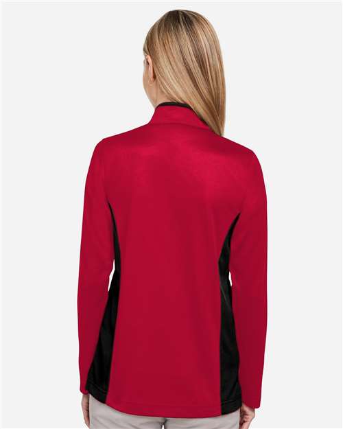 Harriton Women's Flash Snag Protection Plus IL Colorblock Quarter-Zip Pullover - M786W Red- Black
