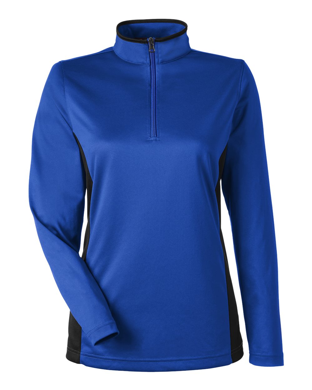 Harriton Women's Flash Snag Protection Plus IL Colorblock Quarter-Zip Pullover - M786W True Royal- Black