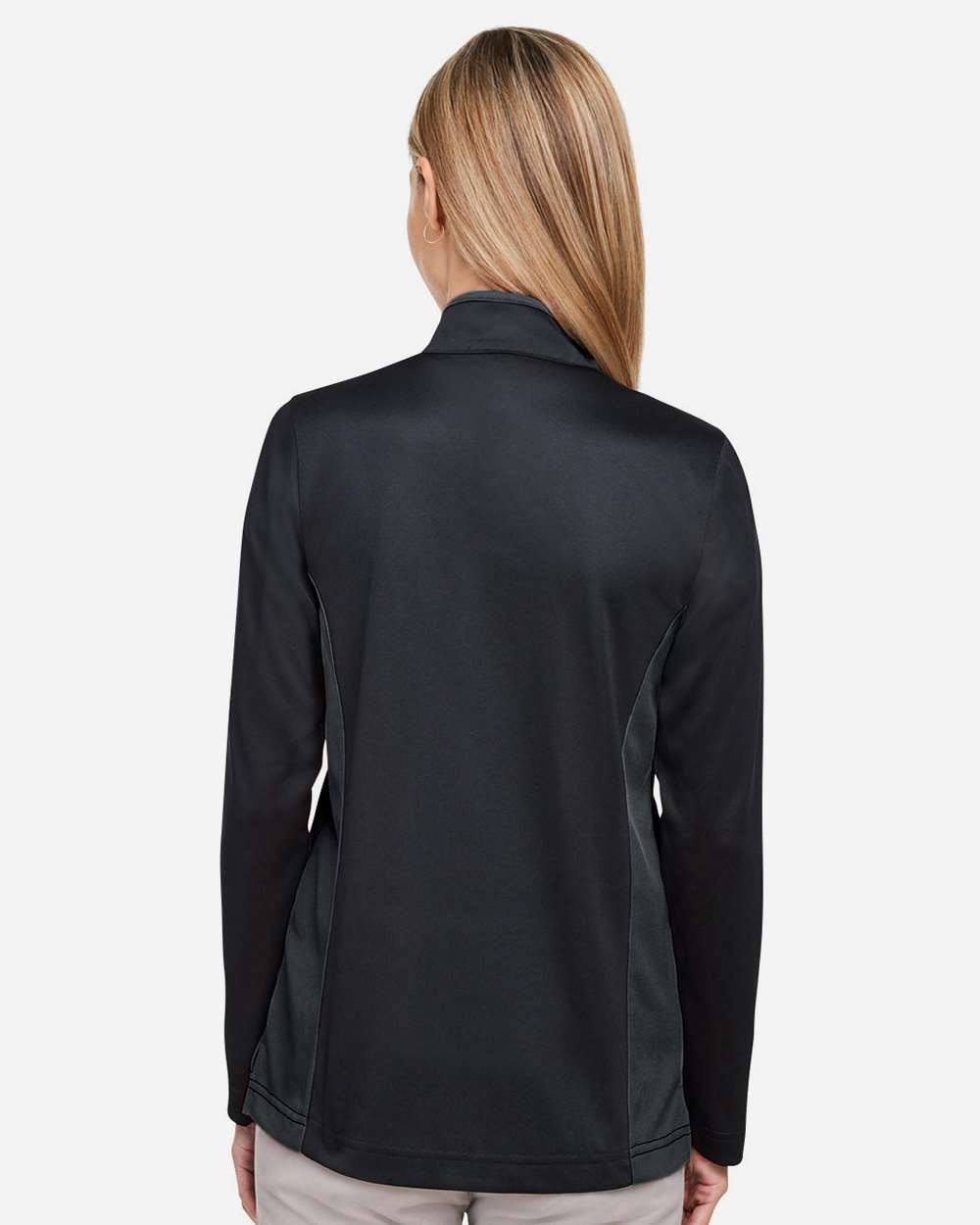 Harriton Women's Flash Snag Protection Plus IL Colorblock Quarter-Zip Pullover - M786W Black- Dark Charcoal