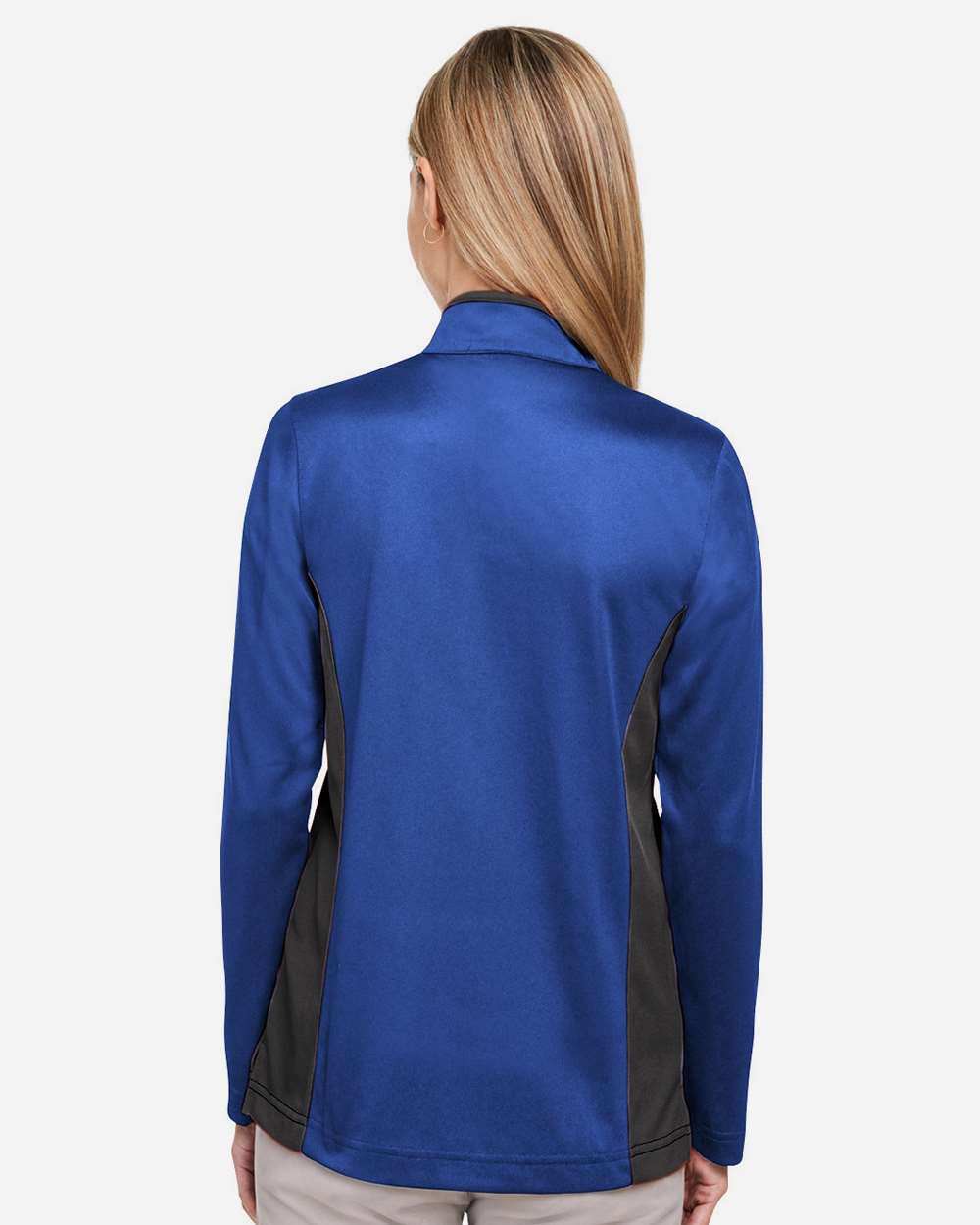 Harriton Women's Flash Snag Protection Plus IL Colorblock Quarter-Zip Pullover - M786W True Royal- Black