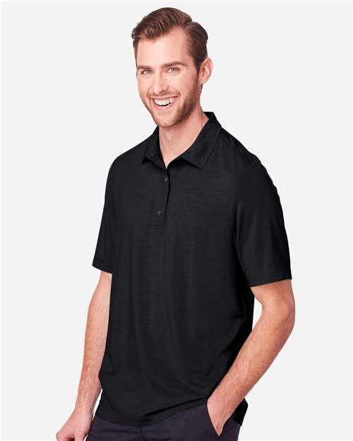 North End Men's JAQ Snap-Up Stretch Performance Polo - NE100 Black