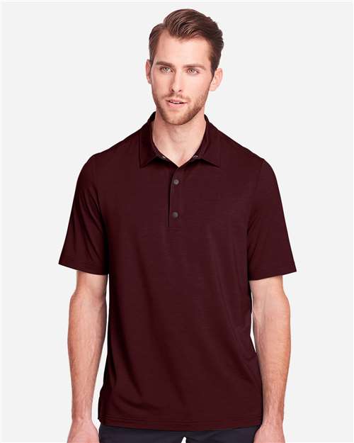 North End Men's JAQ Snap-Up Stretch Performance Polo - NE100 Burgundy