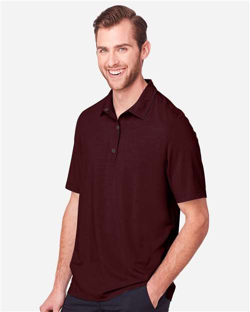 North End Men's JAQ Snap-Up Stretch Performance Polo - NE100 Burgundy