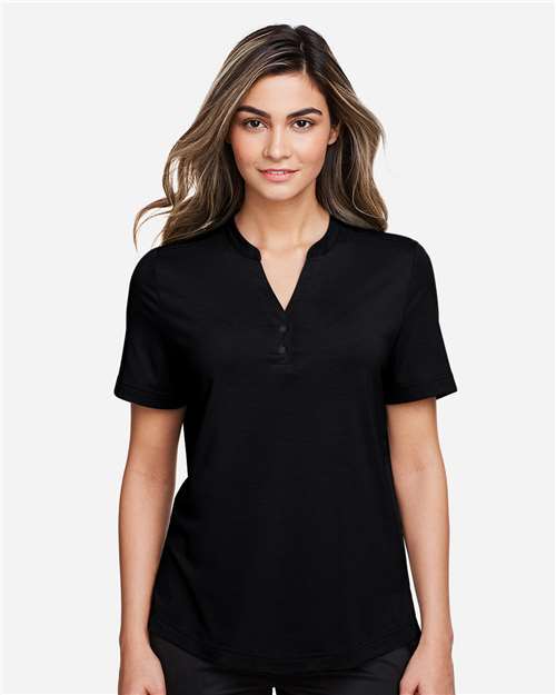 North End Women's JAQ Snap-Up Stretch Performance Polo - NE100W Black
