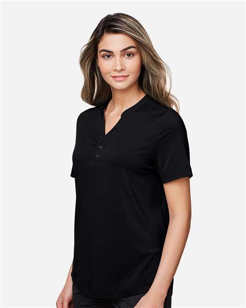 North End Women's JAQ Snap-Up Stretch Performance Polo - NE100W Black