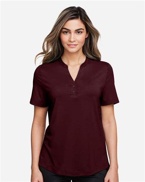North End Women's JAQ Snap-Up Stretch Performance Polo - NE100W Burgundy