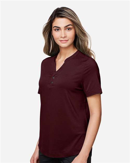 North End Women's JAQ Snap-Up Stretch Performance Polo - NE100W Burgundy