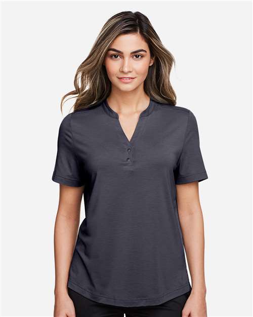 North End Women's JAQ Snap-Up Stretch Performance Polo - NE100W Carbon