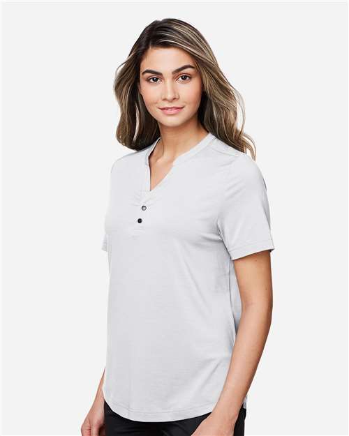 North End Women's JAQ Snap-Up Stretch Performance Polo - NE100W Platinum