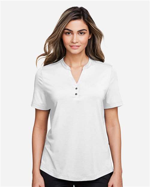 North End Women's JAQ Snap-Up Stretch Performance Polo - NE100W White