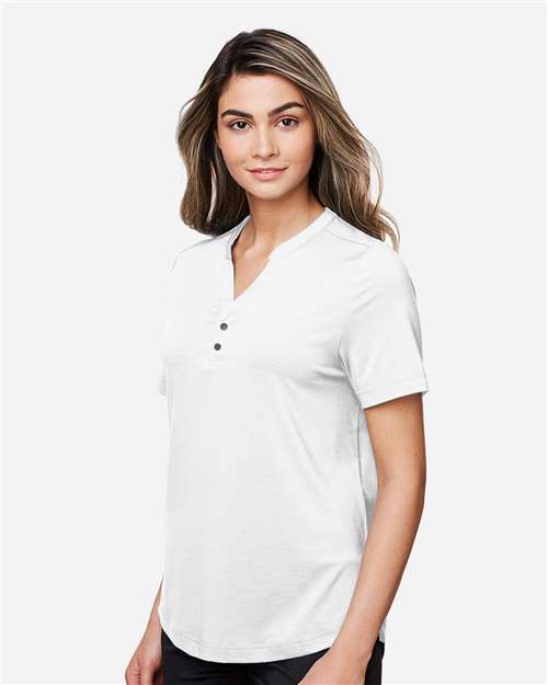 North End Women's JAQ Snap-Up Stretch Performance Polo - NE100W White