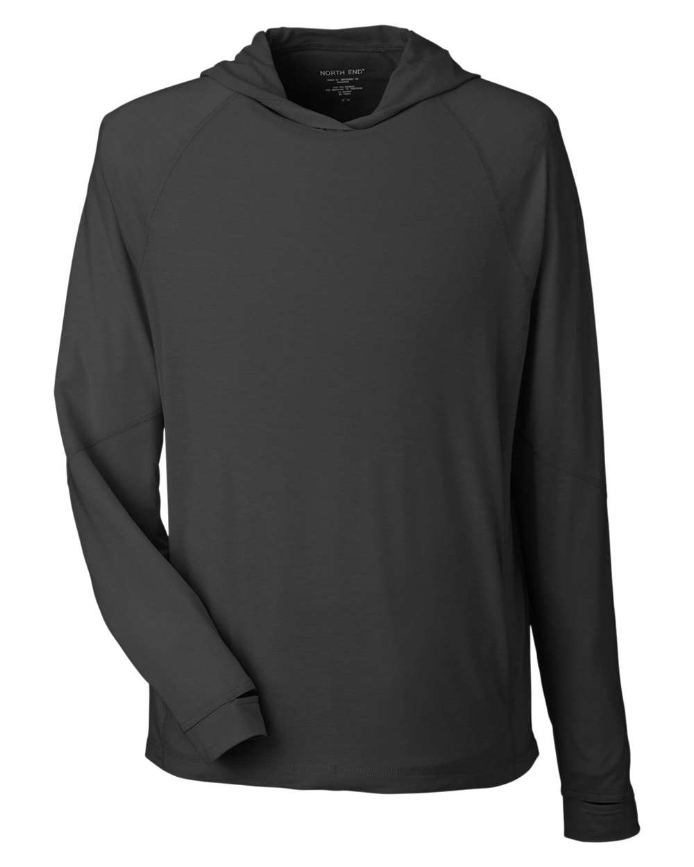 North End Unisex JAQ Stretch Performance Hooded Long Sleeve T-Shirt - NE105 Black