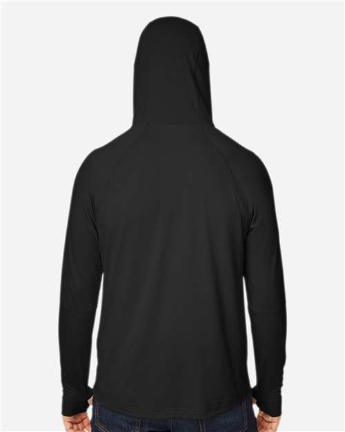 North End Unisex JAQ Stretch Performance Hooded Long Sleeve T-Shirt - NE105 Black