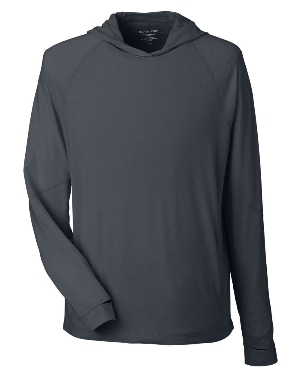 North End Unisex JAQ Stretch Performance Hooded Long Sleeve T-Shirt - NE105 Carbon