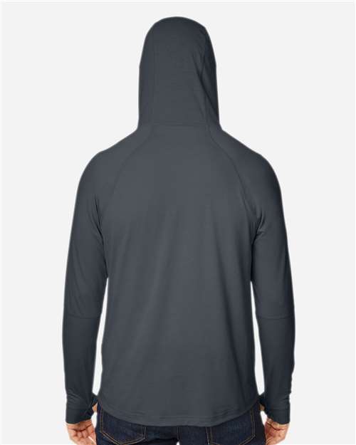 North End Unisex JAQ Stretch Performance Hooded Long Sleeve T-Shirt - NE105 Carbon