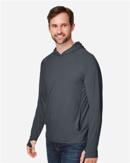 North End Unisex JAQ Stretch Performance Hooded Long Sleeve T-Shirt - NE105 Carbon