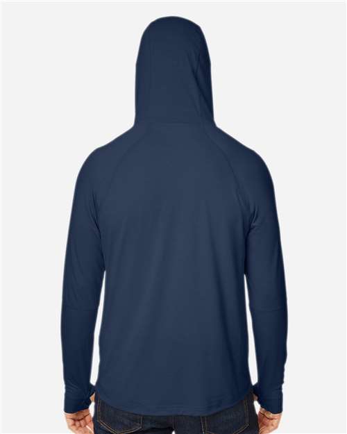 North End Unisex JAQ Stretch Performance Hooded Long Sleeve T-Shirt - NE105 Classic Navy