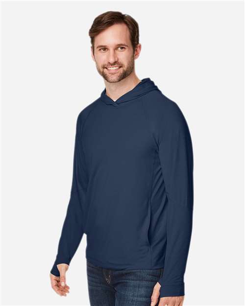 North End Unisex JAQ Stretch Performance Hooded Long Sleeve T-Shirt - NE105 Classic Navy