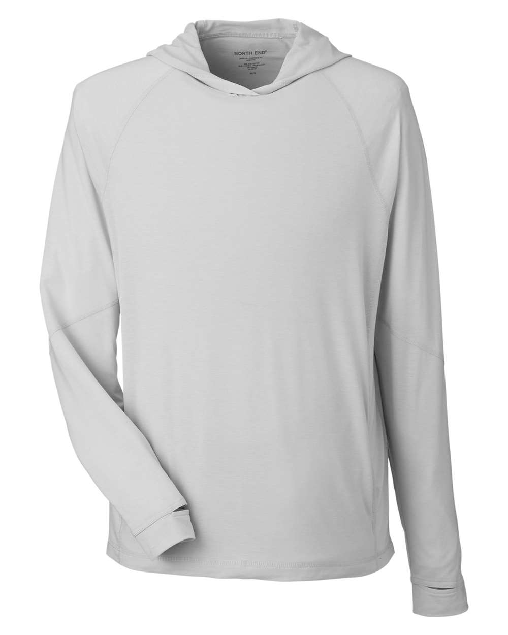 North End Unisex JAQ Stretch Performance Hooded Long Sleeve T-Shirt - NE105 Platinum