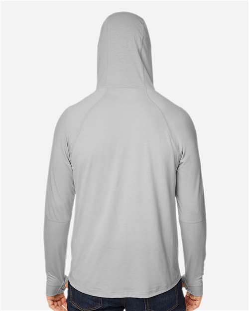 North End Unisex JAQ Stretch Performance Hooded Long Sleeve T-Shirt - NE105 Platinum