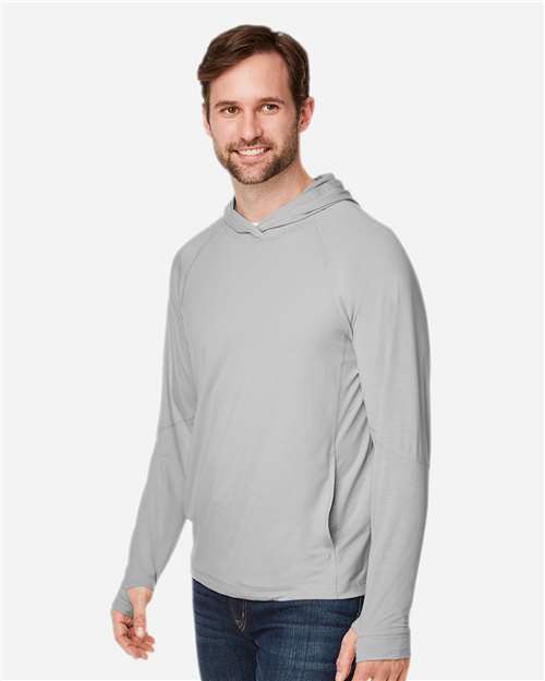 North End Unisex JAQ Stretch Performance Hooded Long Sleeve T-Shirt - NE105 Platinum