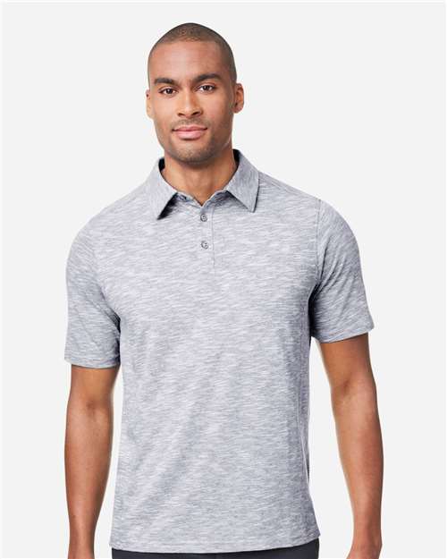 North End Men's Eclipse Jacquard Polo - NE115 Platinum Heather