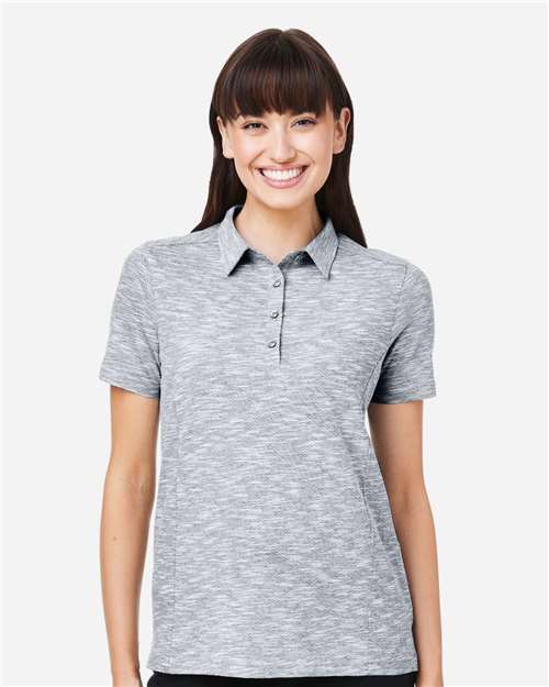 North End Women's Eclipse Jacquard Polo - NE115W Black Heather