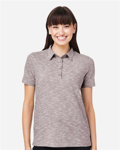 North End Women's Eclipse Jacquard Polo - NE115W Burgundy Heather