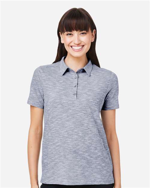 North End Women's Eclipse Jacquard Polo - NE115W Classic Navy Heather