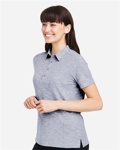 North End Women's Eclipse Jacquard Polo - NE115W Classic Navy Heather