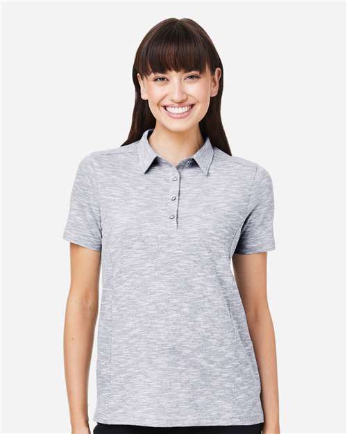North End Women's Eclipse Jacquard Polo - NE115W Platinum Heather