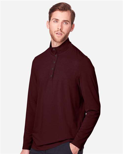 North End Men's JAQ Stretch Performance Snap-Neck Pullover - NE400 Burgundy