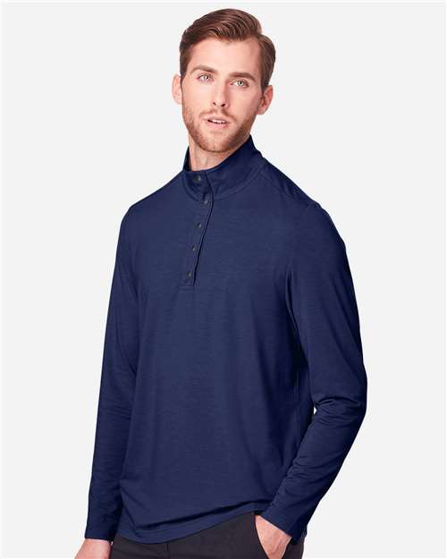 North End Men's JAQ Stretch Performance Snap-Neck Pullover - NE400 Classic Navy