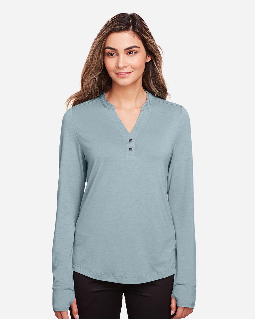 North End Women's JAQ Stretch Performance V-Neck Snap Pullover - NE400W