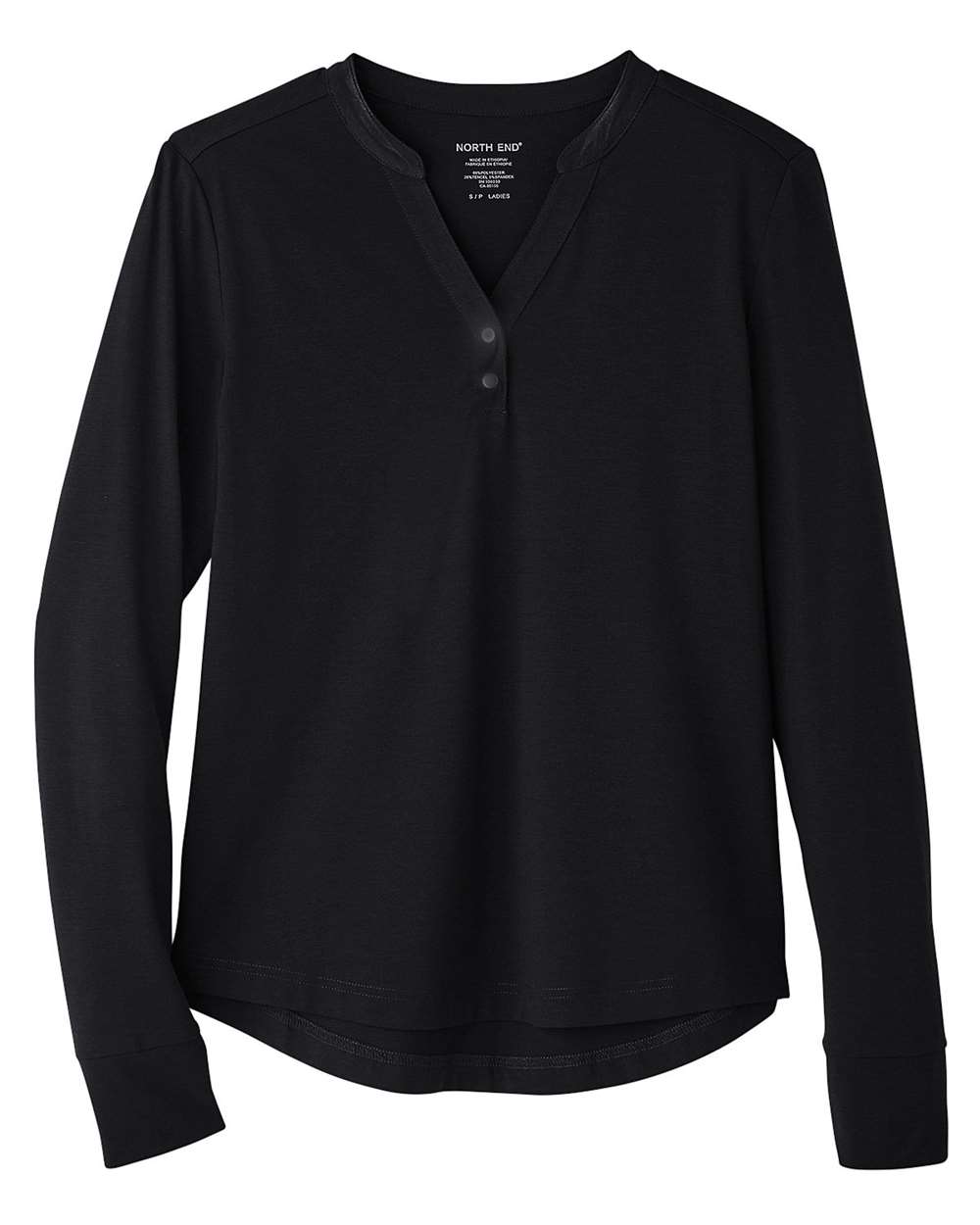 North End Women's JAQ Stretch Performance V-Neck Snap Pullover - NE400W Black