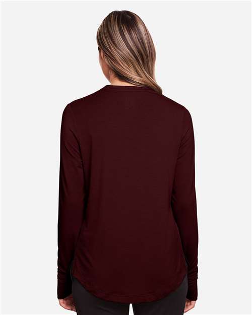 North End Women's JAQ Stretch Performance V-Neck Snap Pullover - NE400W Burgundy