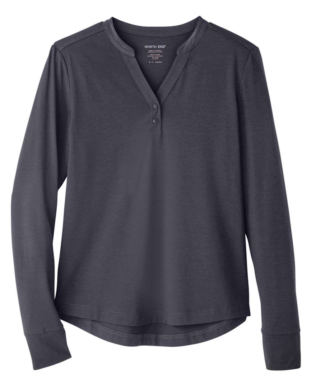 North End Women's JAQ Stretch Performance V-Neck Snap Pullover - NE400W Carbon