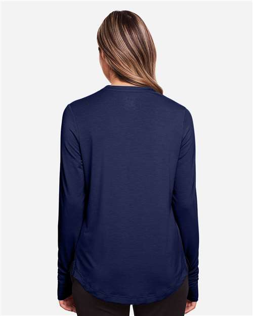North End Women's JAQ Stretch Performance V-Neck Snap Pullover - NE400W Classic Navy