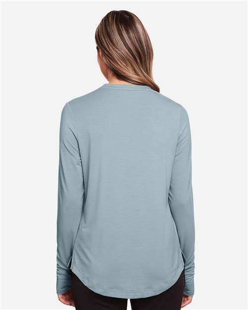 North End Women's JAQ Stretch Performance V-Neck Snap Pullover - NE400W Opal Blue
