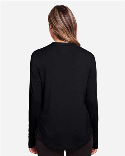 North End Women's JAQ Stretch Performance V-Neck Snap Pullover - NE400W Black
