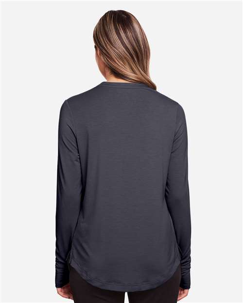 North End Women's JAQ Stretch Performance V-Neck Snap Pullover - NE400W Carbon
