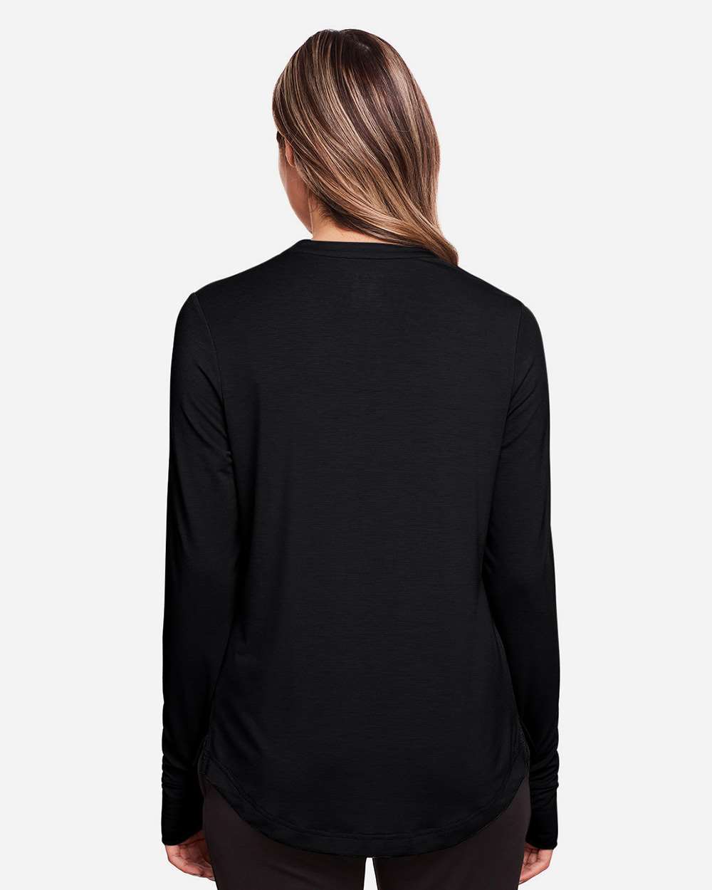 North End Women's JAQ Stretch Performance V-Neck Snap Pullover - NE400W Black