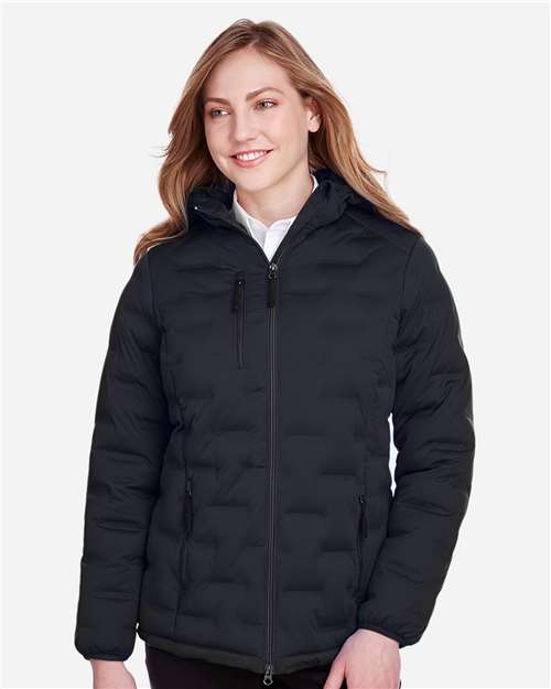 North End Women's Loft Puffer Jacket - NE708W Black- Carbon